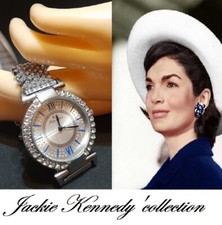 OROLOGIO JACKIE KENNEDY '50 al QUARZO,QUADRANTE cm.3,5 BRILLANTI,LEGA ORO BIANCO
