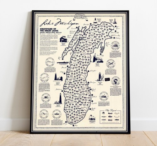Mappa relitti lago michigan - mappa,