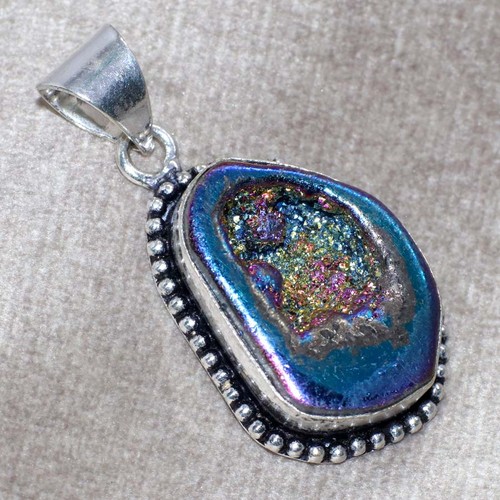 Ciondolo druzy titanio - ciondolo, in