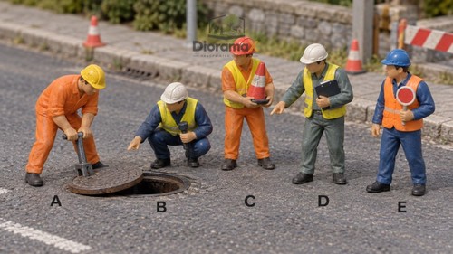 Utility workers opening pohole - utility,