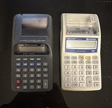 Due Calcolatrici Con Stampa Casio E Sharp Vintage