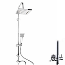 Doccia Saliscendi deviatore Soffione 20x20cm Doccetta Raccordi Ottone Cascata