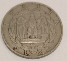 2 lire Italy coin 1936 (King