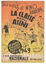 Spartito LA CLASSE DEGLI ASINI Nino Ravasini - 1949 Natalino Otto