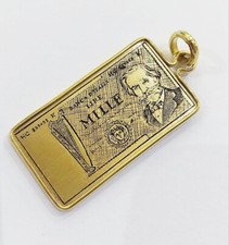 Ciondolo Pendente banconota 1000 Lire  Giuseppe Verdi Portafortuna oro 18kt-750 