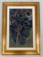 ANTICO QUADRO OLIO TELA Carlo Monti PAESAGGIO COLLINA ALBERO ARONA LAGO MAGGIORE
