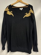 Maglione Altuzarra x Target nero XL "Golden Goose" gru oro ricamato 