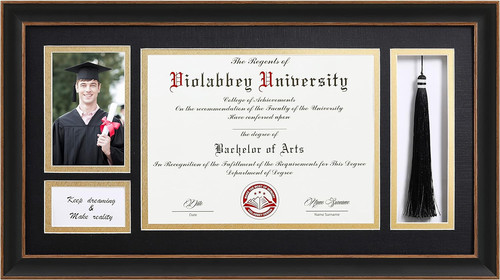 Cornice diploma nera con porta - diploma,