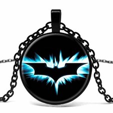 Batman Collana Ciondolo Cristallo Pendente Pipistrello Nero Eroe