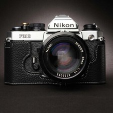 Borsa mezza cover fotocamera vera pelle fatta a mano per Nikon FM2 FM3A FM10
