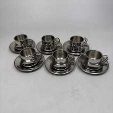 Servizio Caffè 6 Tazzine Piattini Inoxpran ETRUSCA Vintage Design Italy #18
