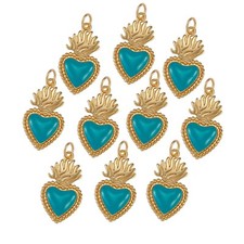 BEEFLYING 10 Pz Ciondolo ex Voto Sacro Cuore Smaltati in Metallo Placc BC