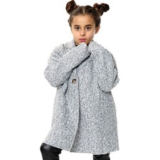 Bambini Sherpa Cappotto Pile Giacca Grigio Lana Ragazza Design Orsetto Età 5-13
