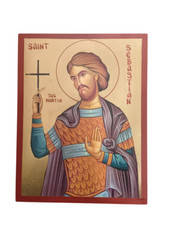 10 1/4" San Sebastiano il martire foglia oro dettagli dipinti a mano icona 26 cm