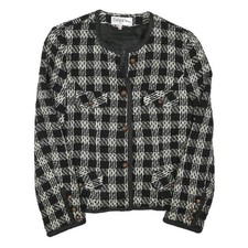 Giacca donna DEJA VU bianca e nera misto lana bottoni XXS check tweed classica