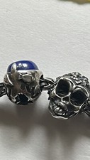 Trollbeads  SILVER SKULL AND OCEAN - DUO -RETIRED - FOR BOTH BEADS