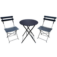 Set pranzo Giotto nero tavolino due sedie pieghevoli acciaio da giardino esterno