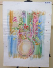 QUADRO MODERNO DIPINTO FLOREALE MAZZO DI FIORI ANNI SESSANTA ARTISTA MODENA P31