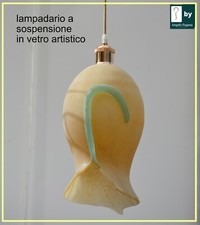 Lampadario a sospensione rustico in vetro artistico lampada da soffitto 1 x E27