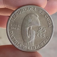 AMERICA 25 CENTAVOS  1953 CENTENARIO DE MARTI FIOR DI CONIO ARGENTO SILVER