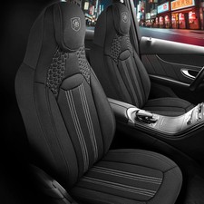 Coprisedili (Pilot) adatti per Ford Fiesta in nero-grigio con tasca posteriore