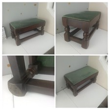 Antico vintage anni '40 - Grande imbottito verde legno - Sgabello pouffe poufe panca