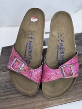 Sandali Birkenstock Papillio Madrid in pelle taglia 10 donna rosa stampa foglia nuovi