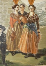 Osvaldo Martufi Bausani. studio di popolane, maestro pontino Olio