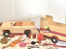 Western Barbie Travelin' Bronco veicolo jeep e rimorchio vintage anni 70