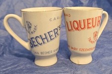 Coppia Bicchieri Vintage Jan Becher Porcellana Shot Becherovka Liquore Cecoslovacchia