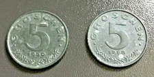 AUSTRIA - 2 monete 5 GROSCHEN del 1950 e 1968  - Republik Osterreich - zinco
