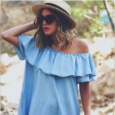 Zara Chambray Off the Shoulder