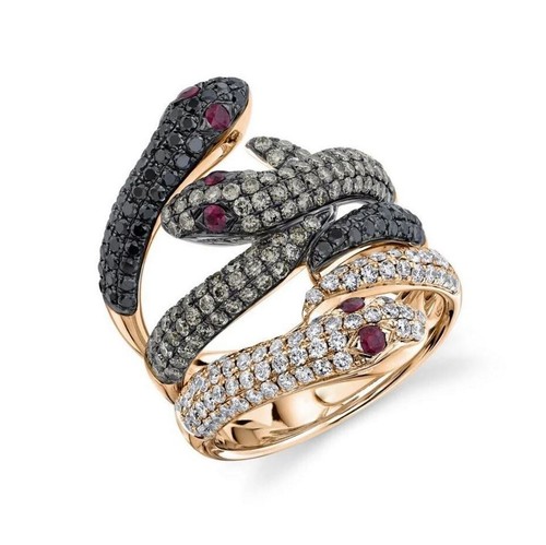 Diamante anello serpente 14k - anello,