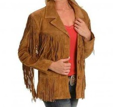 Giacca donna marrone frange