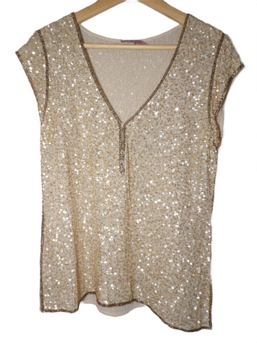Top calypso champagne chiffon - top,