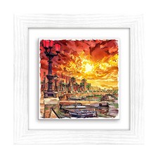 Lupia Quadro Ceramica stampata Cornice bianca 29x29 PUGLIA BARI HOT