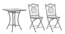 Bizzotto Set Tavolo con 2 Giardino Esterno decoro in ceramica struttura acciaio 