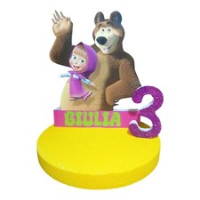 Sagoma Personalizzata in Polistirolo Masha e Orso con Nome e Numero  Decorazioni