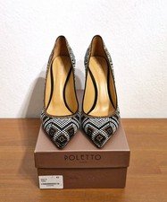 Decolletè pumps con tacco, borchie e strass , nero e bianco, N.42
