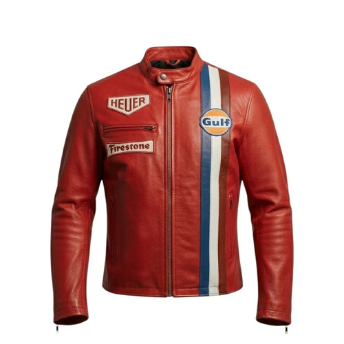 Giacca pelle rossa - uomo, fatta