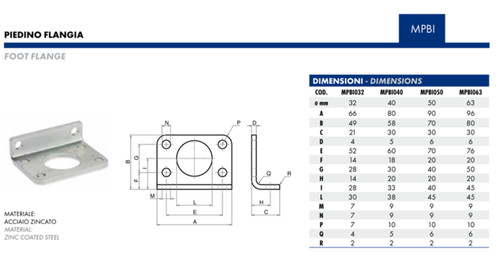 Piedino flangia apc40s00s - piedino,