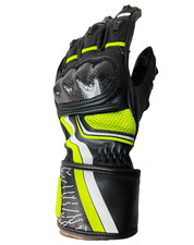 Guanti moto sportivi pelle protezioni carbonio rigide dita nocchie corsa pista