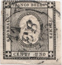ANTICHI STATI ITALIANI-REGNO DI SARDEGNA: Francobolli per Stampati (1861), #19e.