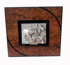 QUADRO IN LAMINA D'ARGENTO A CAVALLO AUTORE V.MARTINI