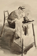 A cena | Anton Schumich, artista austriaco, acquerello