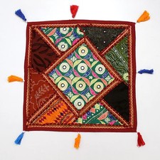 Copricuscino Etnico Patchwork Ricamato Decorazione Casa Federe Divano Nv