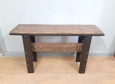 Italian vintage design console table  from 1970, stone effect recently decorated