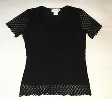 DONNA ELENA T-shirt maglia maglietta doppio strato colore nero donna ragazza