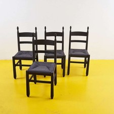 sedie in legno e paglia nere