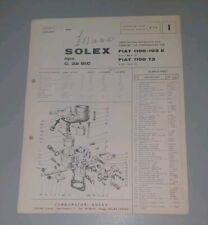Opuscolo Carburatori Solex per Fiat 1100-103 E-Fiat 1100 T 3 /Gennaio 1964